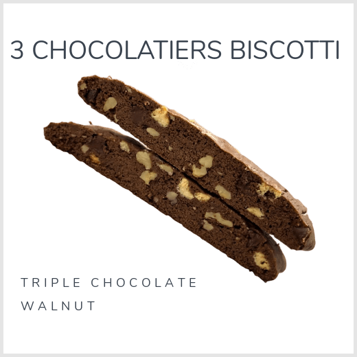 Two chocolate biscotti with nuts on a white background