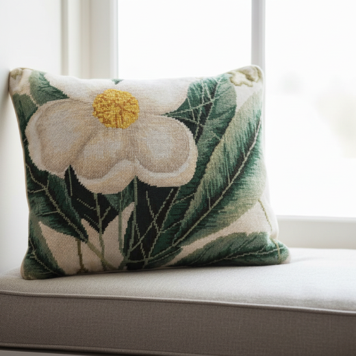 Cherokee Rose Pillow on a Bright Window Seat