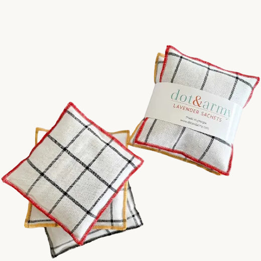 Linen windowpane fabric lavender sachets 