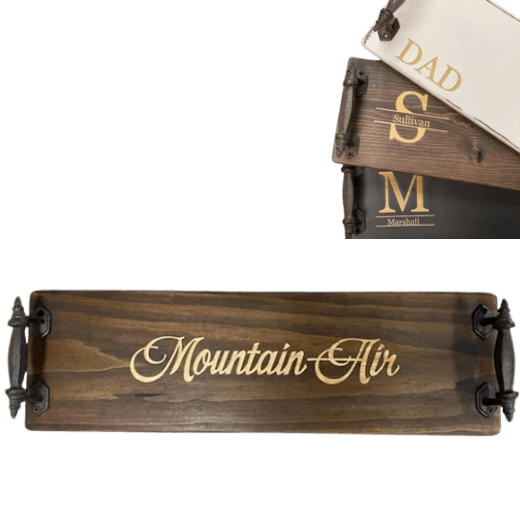 7" x  24" Charcuterie Tray with the optional colors of black, walnut stain and white samples