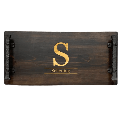 Wooden Walnut Stained Charcuterie Tray with an engraving design