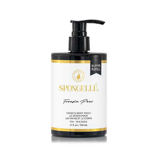 Freesia Pear hand and body wash bottle on a white background