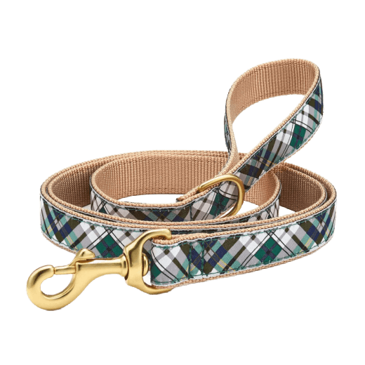 Dog leash with plaid pattern