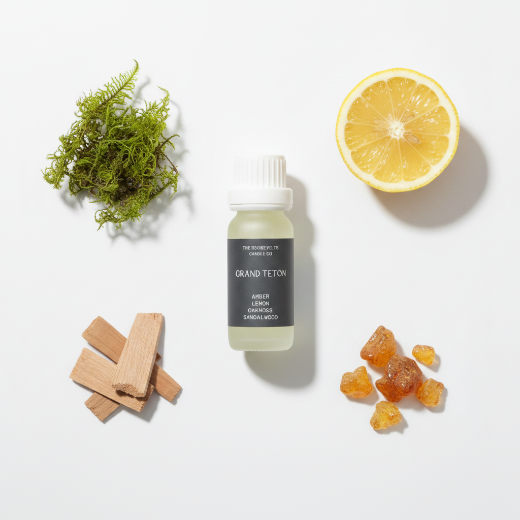 Bottle of Grand Teton Diffuser Oil on a white background