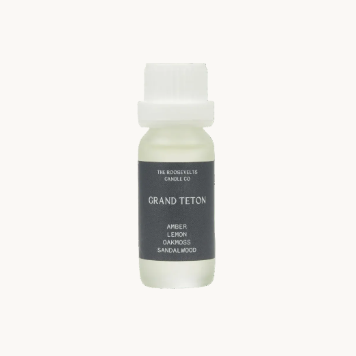Bottle of Grand Teton Diffuser Oil on a white background