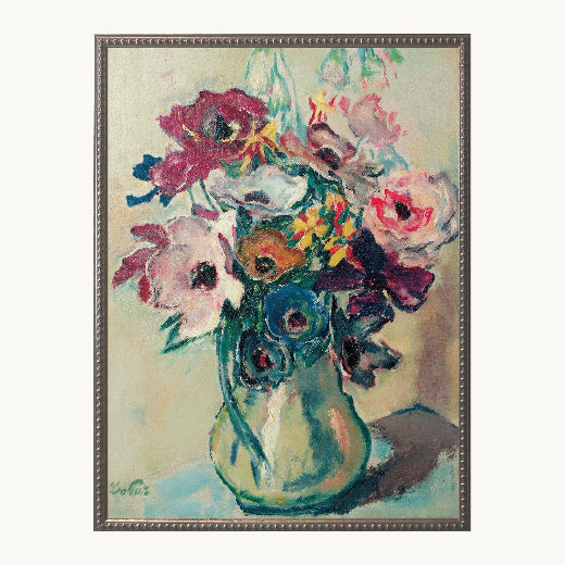 Impressionist Floral Print I in a beaded frame — framed wall art from The Red Hound Gifts