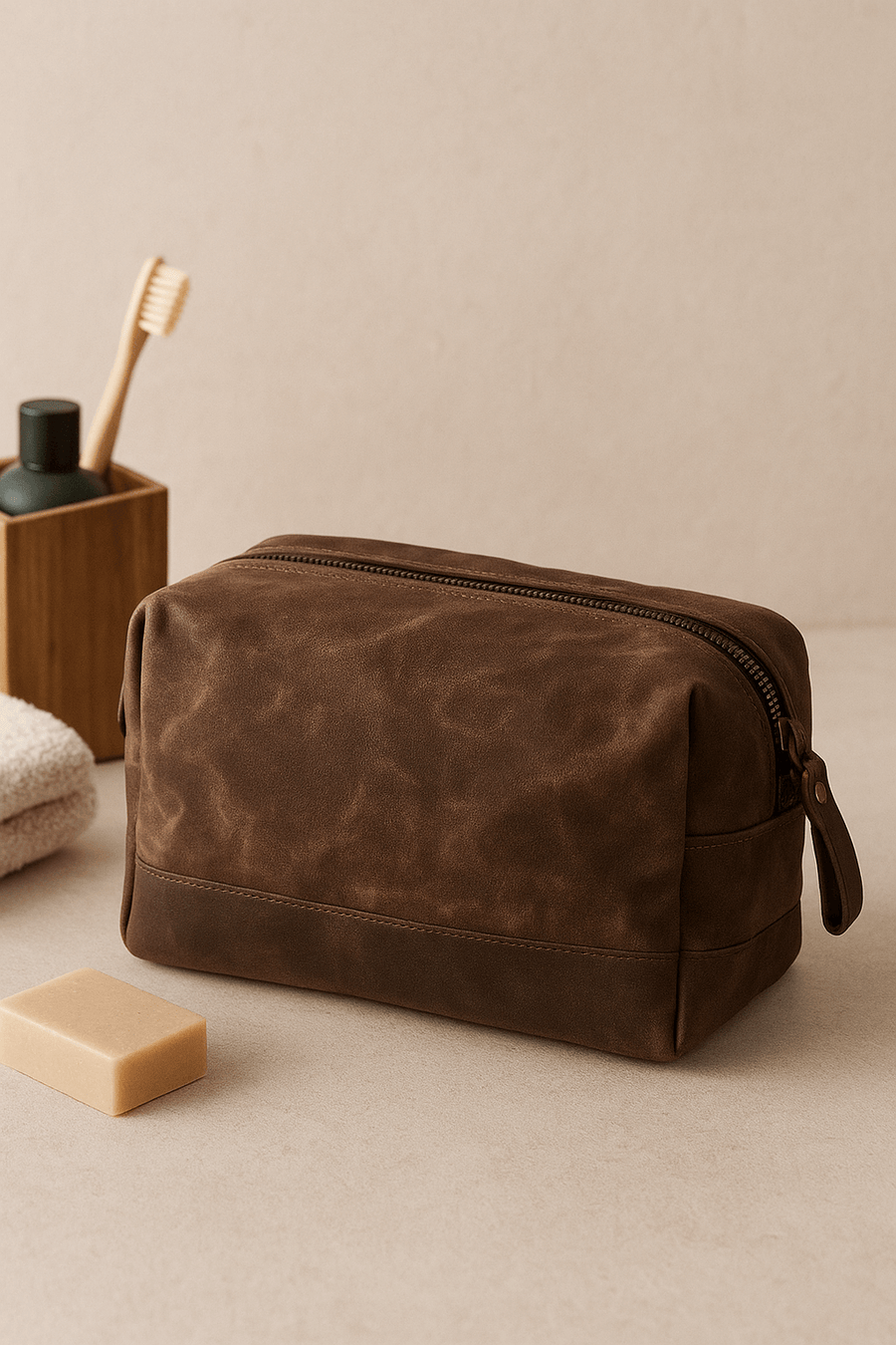 Khaki Waxed Canvas Dopp Kit