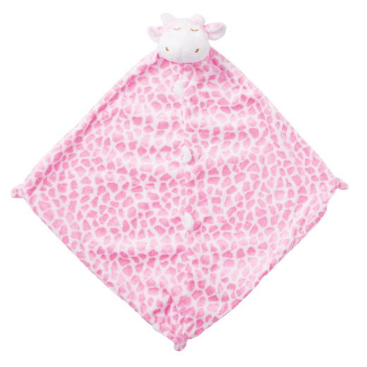 Pink spotted print blanket with a giraffe face