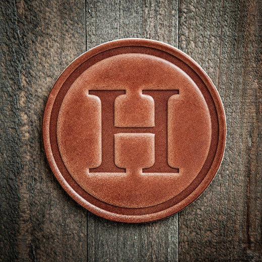 Signature Leather Initial Coaster | H