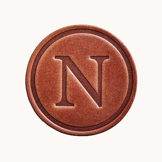 Signature leather initial coaster embossed with the letter N  — The Red Hound Gifts