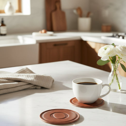 Signature leather initial coaster embossed with the letter O — The Red Hound Gifts