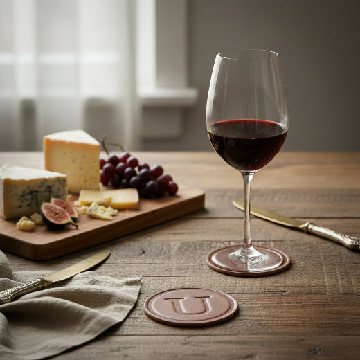 Signature leather initial coaster embossed with the letter U — The Red Hound Gifts