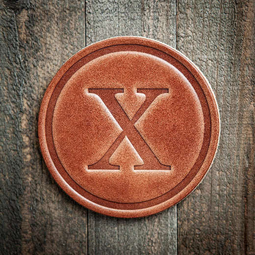 Signature Leather Initial Coaster | X