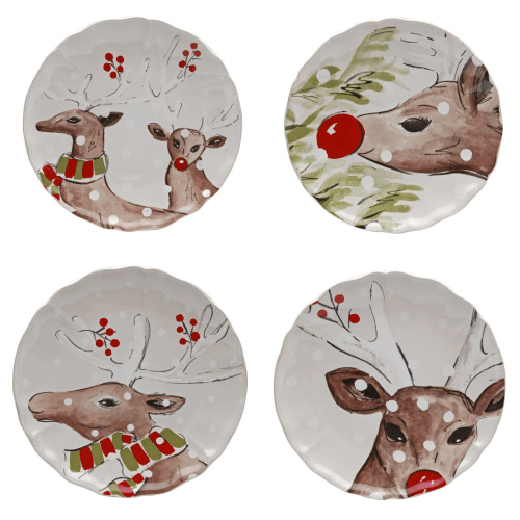 Deer Friends Salad Set of 4 in White - The Red Hound Gifts
